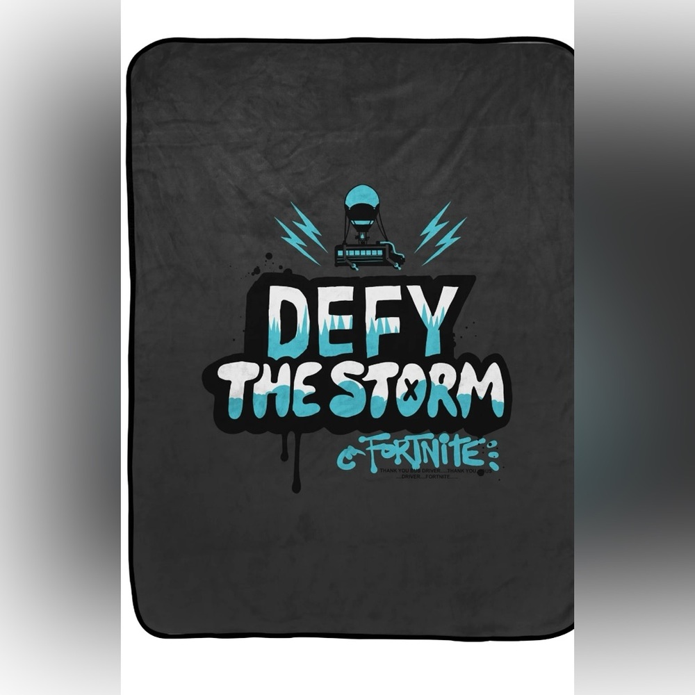 Fortnite Defy The Storm Super Soft Throw Blanket 46x60 Gray Blue‎ NEW